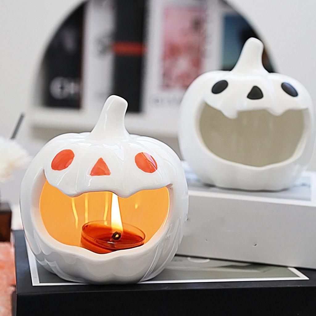 Candlestick Holders Halloween Candlestick Desktop Atmosphere Ornament Candle Ceramic Holder For Bathroom Bookshelves Holiday