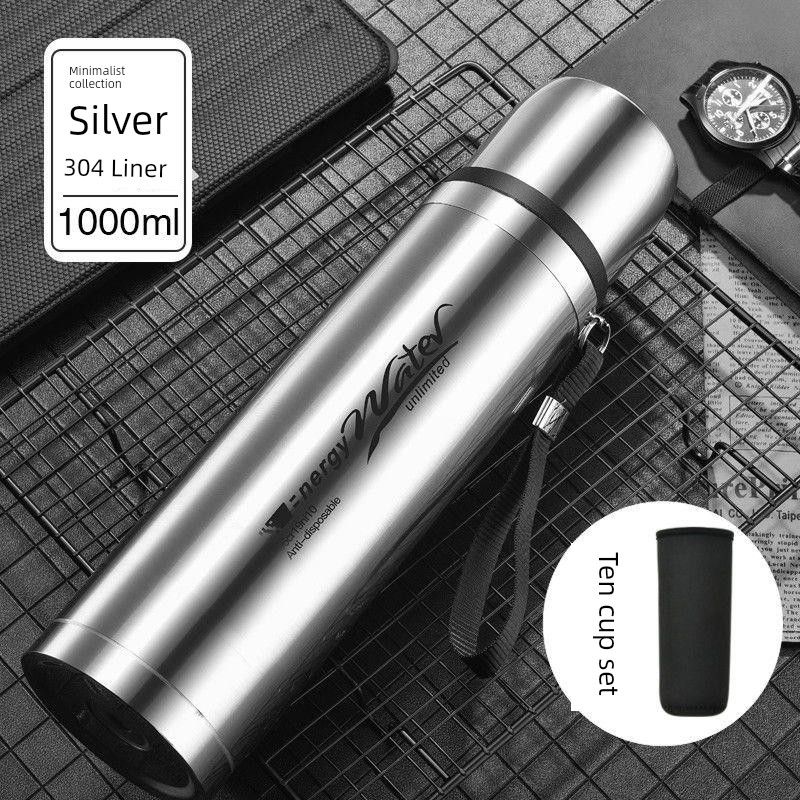 Factory Direct Sale of All Stainless Steel Thermos Cups, 304 Stainless Steel Large Capacity Thermos Cup, Outdoor Portable Travel Bullet-Style Thermos