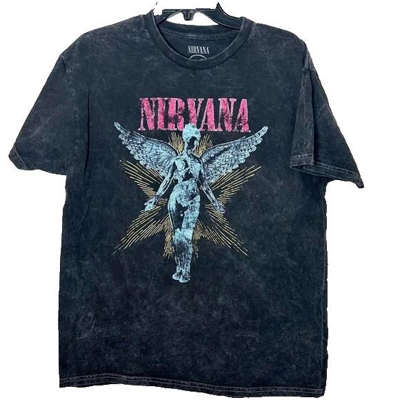 Nirvana Angel In Utero Graphic Unisex Short Sleeve Grey T-shirt Sz M Band Tee L