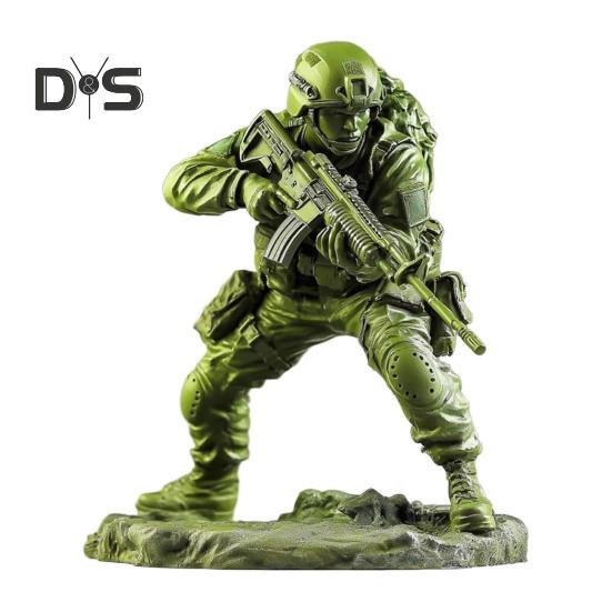 Elite Kampfsoldat Figur Grün Militärmänner Statue Sammlerstück Mini Soldatenstatue für Desktop-Dekor Militärbegeisterte Geschenk