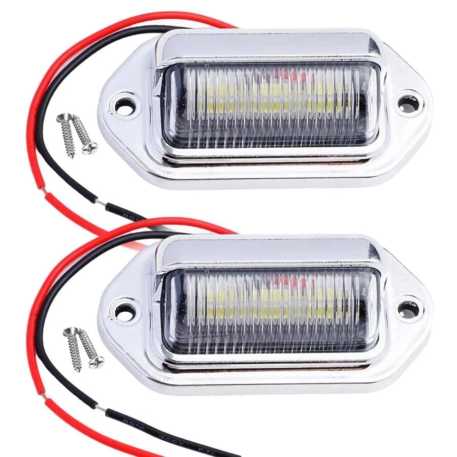 6 LED Car License Plate Light Bright Tag Lamp for Truck SUV RV Trailer Van 12V White Exterior License Plate Light Automotive Car
