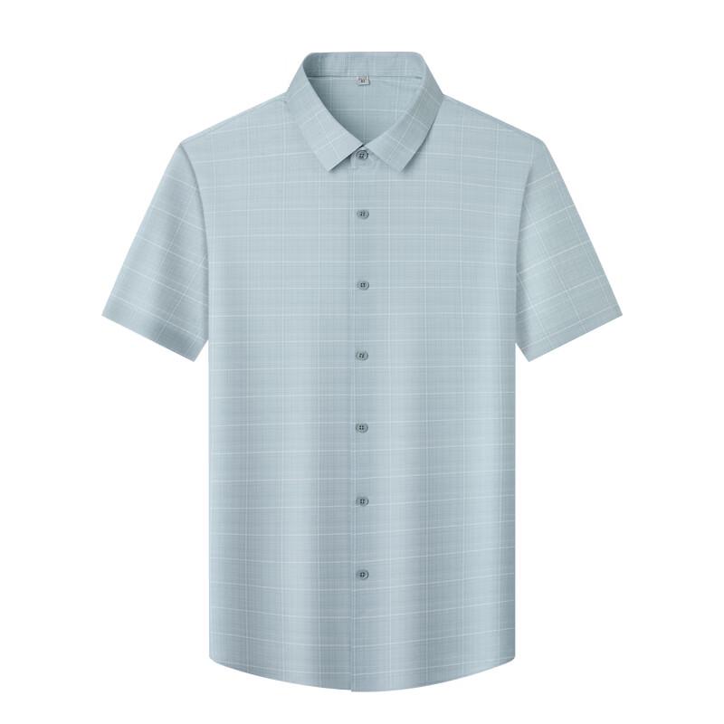 Judger Men s Summer Silk Blend Plaid Short-Sleeve Business Casual Shirt 41