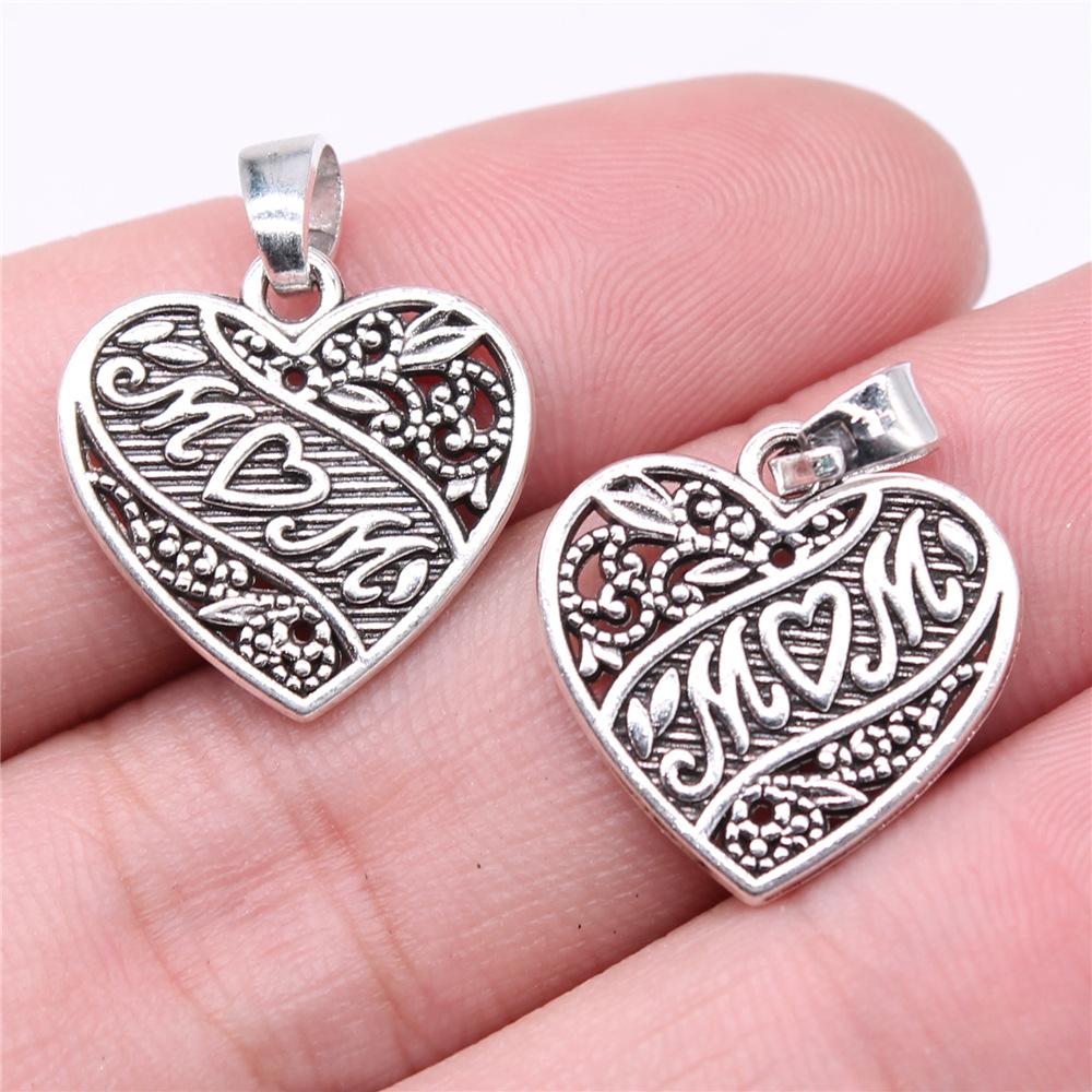 20pcs Mom Series Charms For DIY Jewelry Making Lovely Family Heart Love Mom Charms For Mother's Day Gift