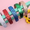 Elegant Solid Color Wide Glitter Headband for Women - Versatile Fashion Accessory for High Foreheads