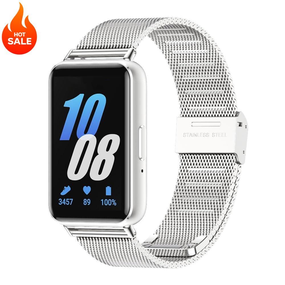

Ремешок из нержавеющей стали с металлической сеткой для смарт-часов Samsung Galaxy Fit 3, сменный браслет для Samsung Galaxy Fit 3, ремешок для часов For Galaxy Fit 3 серебряный