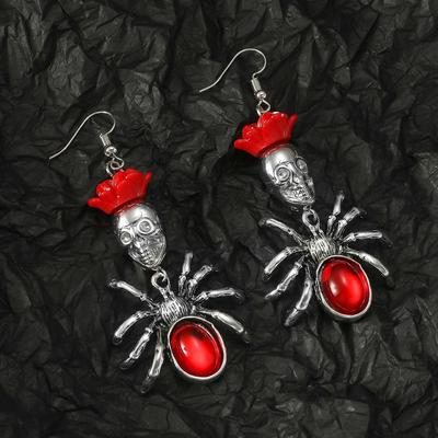 Skull Halloween Earrings Rhinestone Spider Dangle Earrings Σκουλαρίκια από κολοκύθα Σκουλαρίκια αυτιών κολοκύθας