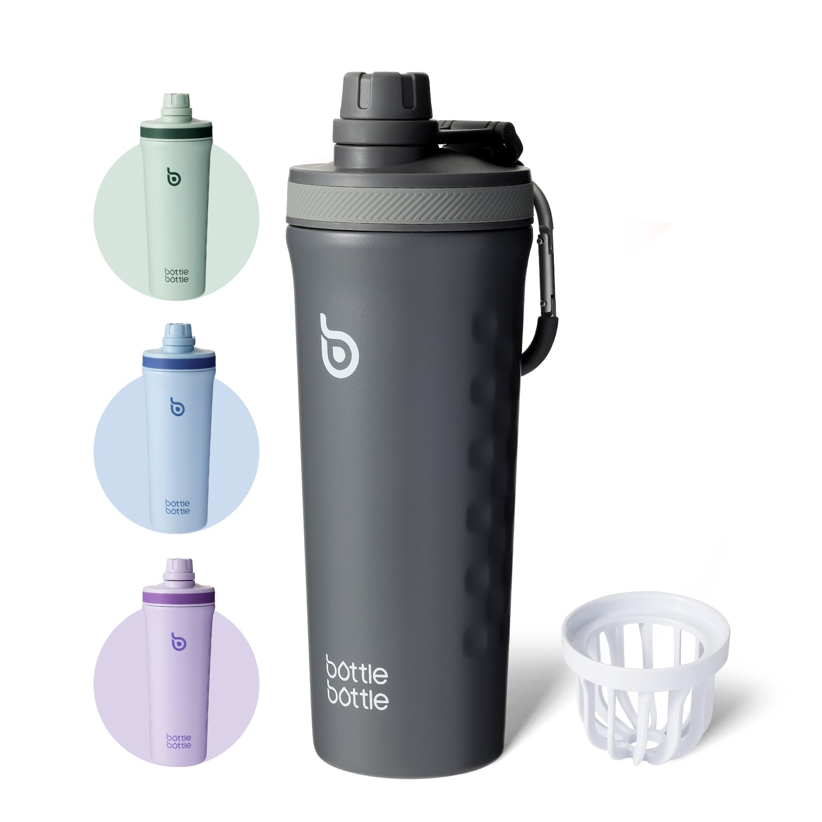 

BOTTLE BOTTLE Protein Shaker, 800ml, Insulated, Large Capacity, Stainless Steel Water Bottle, Sports Bottle, Vacuum Insulated, Leak-Proof, Portable,