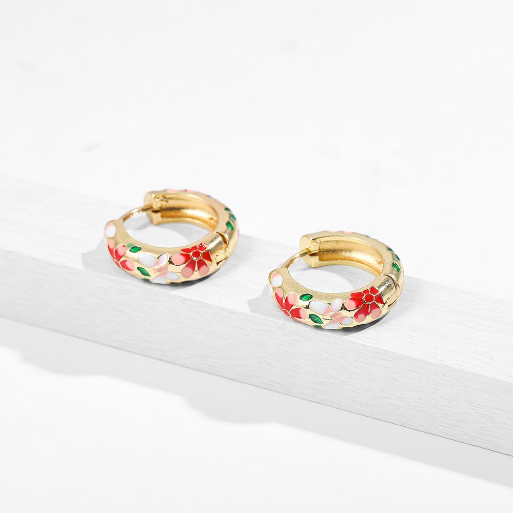 

Bohemia Flower Leaf Small Hoop Earring for Women Fashion Multicolor Enamel Small Hoops Huggie Earrings Pearl Bijoux 2020 Brincos