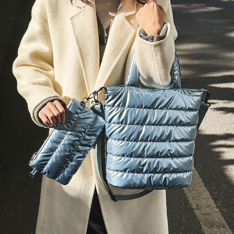 Winter Space Cotton Tote Bag For Women Fashion Casual Messenger Bag Designer Puffy Handbag Large Capacity Shoulder Bag