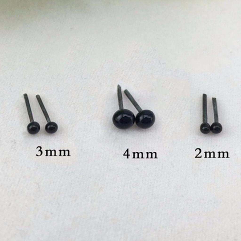 150 par nowe czarne szklane oczy bezpieczeństwa dla pluszowych lalek filcowanie zwierząt 2/3/4mm