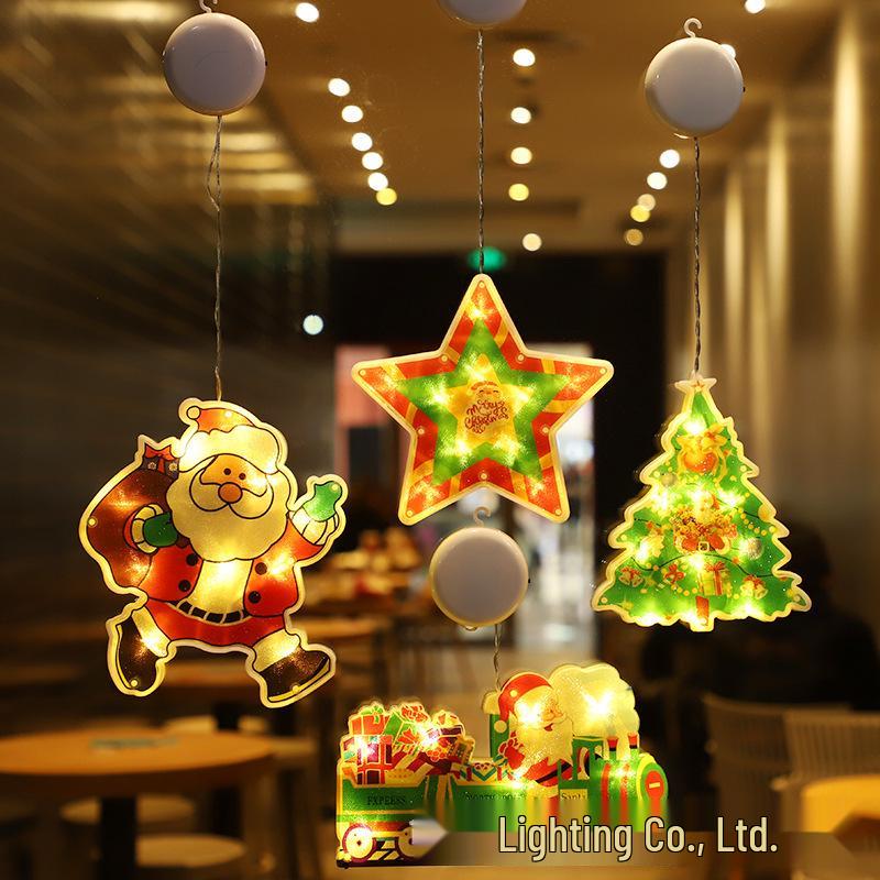 LED Christmas Suction Cup Window String Lights - Indoor Decorative Hanging Lights for Holiday Display