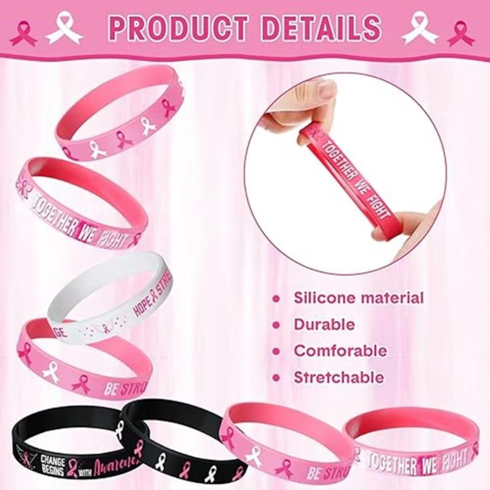 6/8PCS Hope Rubber Bracelet Silicone Silicone Wristband Breast Cancer Awareness Bracelets  Unisex