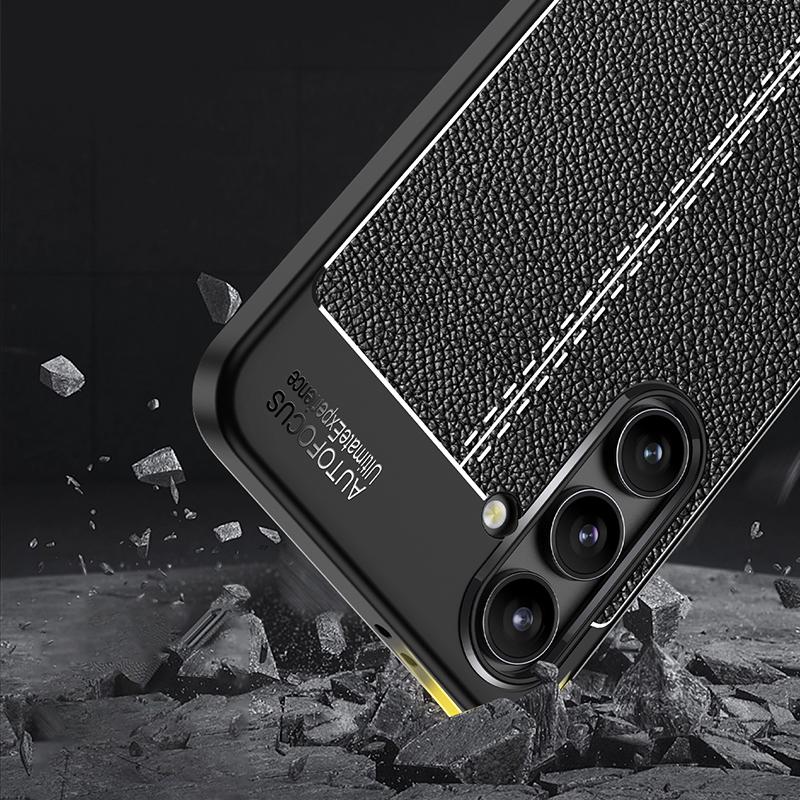 

For Samsung Galaxy S24 FE Case Litchi Texture TPU Flexible Phone Cover Black