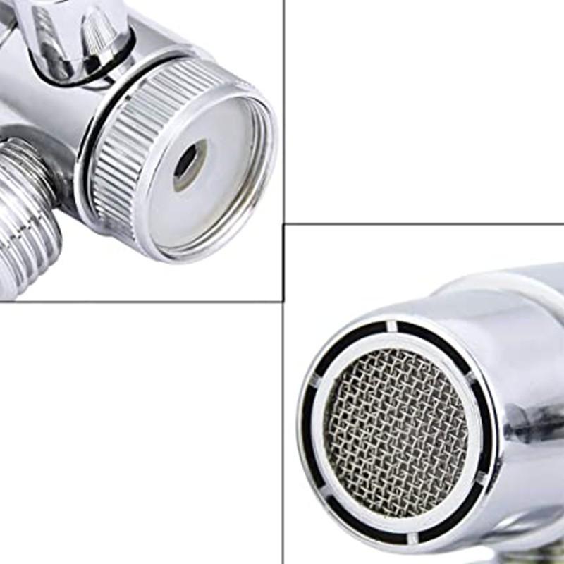 Alloy Dual Outlet Faucet Diverter Valve With 22mm To 24mm Adapter Shower Head Attachment