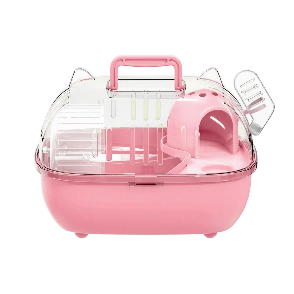 Small Animal Cage Portable Hamster Habitat with Transparent Dome Top and Multi-Level Interior for Small Pets and Rodents