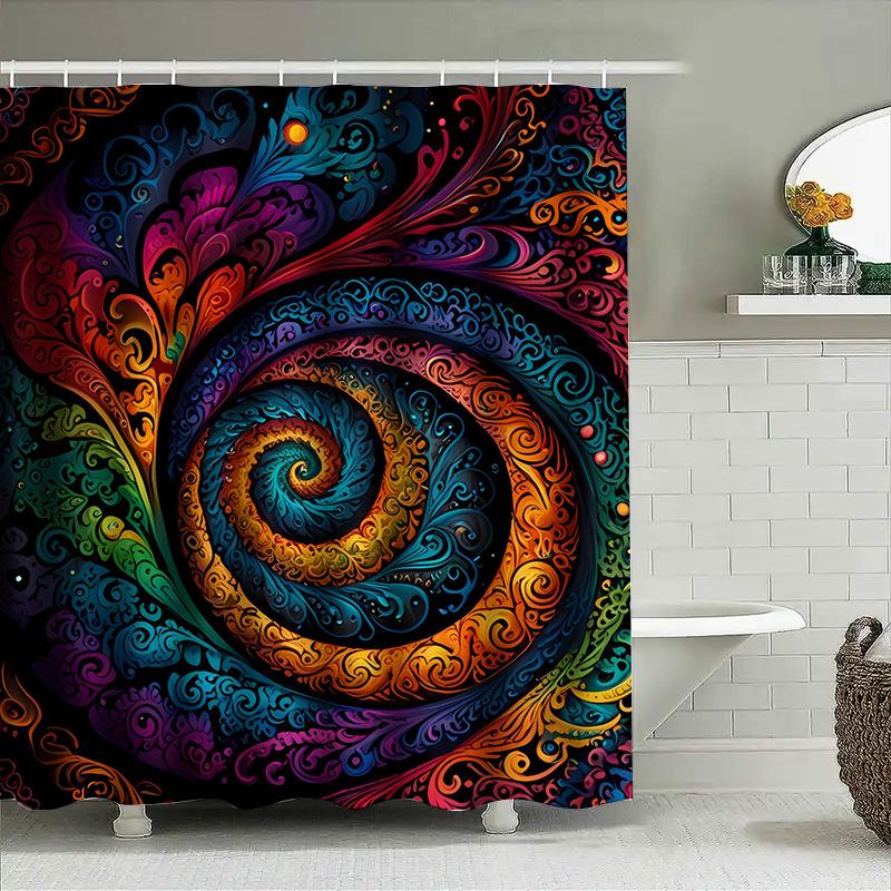 Stunning Abstract Print Shower Curtain Vibrant Colors Modern Design For Bath Decor