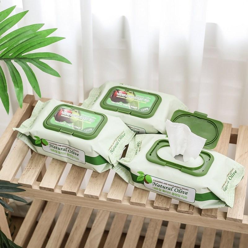 Hanganic Natural Olive Cleansing Tissues 120 Sheets Cleansing Tissues/Sheets, 120 Sheets Pack, 120 wipes, 3 pcs