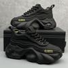 2024 Spring & Fall Men's Trendy Thick Sole Leather Sneakers - Non-slip & Wear-resistant.