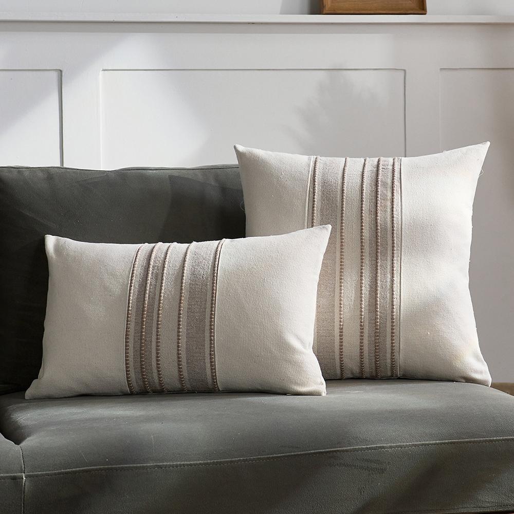 Striped Textured Throw Pillow Covers Boho Decorative Cushion Covers for Couch Sofa Bed Farmhouse & Modern Living Room Decor