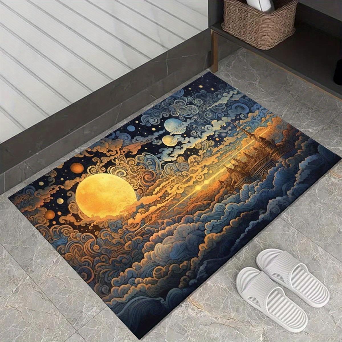 

Sun and Sea of Clouds Castle Pattern Area Rug Polyester Non-Slip Washable Carpet, Suitable for Living Room, Bedroom, Bath 50x80cm