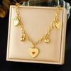 Gold Plated Chunky Rolo Chain Multi Heart Pendant Necklace