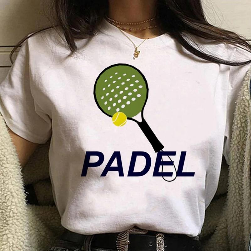 Padel Streetwear Y2k Bílá Móda Dámská Trička Harajuku Vtipné Oblečení Krátký Rukáv Letní Trička Ležérní Dámské Topy O-výstřih