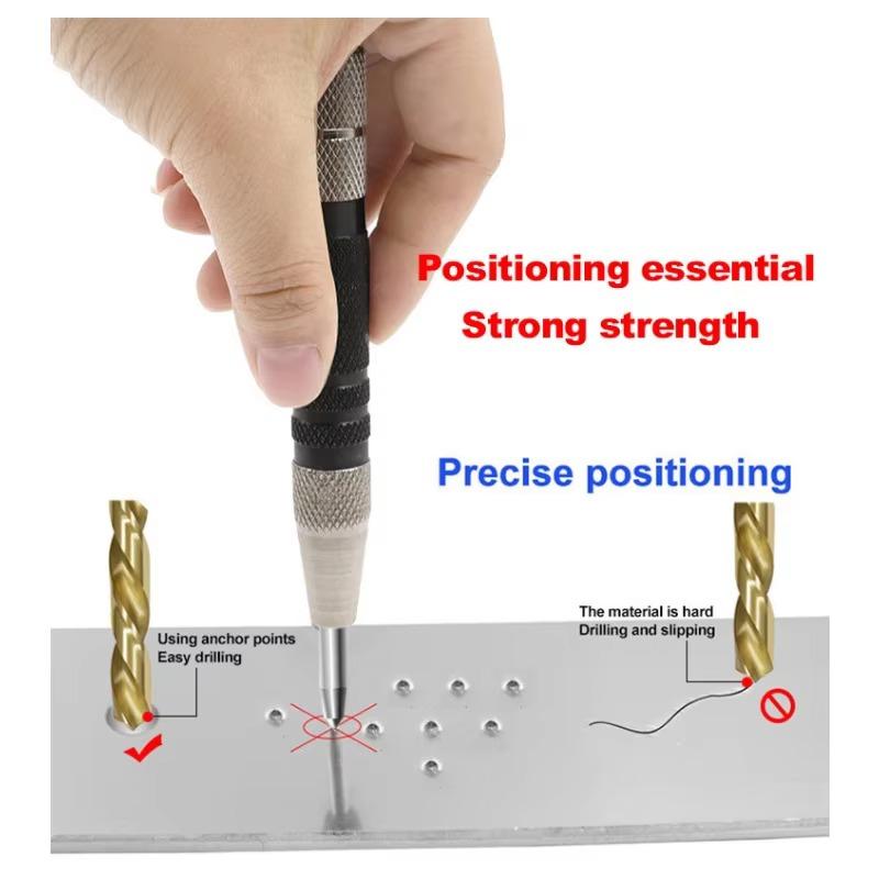 155mm/128mm Spring-Loaded Center Punch Set - Automatic Tool with Tungsten Carbide Tip for Metalworking Automotive Repair