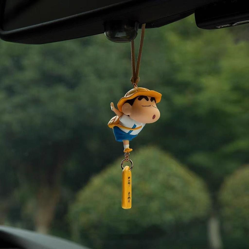 Cartoon Cute Crayon Shin Chan Car Pendant Rear View Mirror Creative Safe Car Interior Decoration Anime Figure Toys Gifts