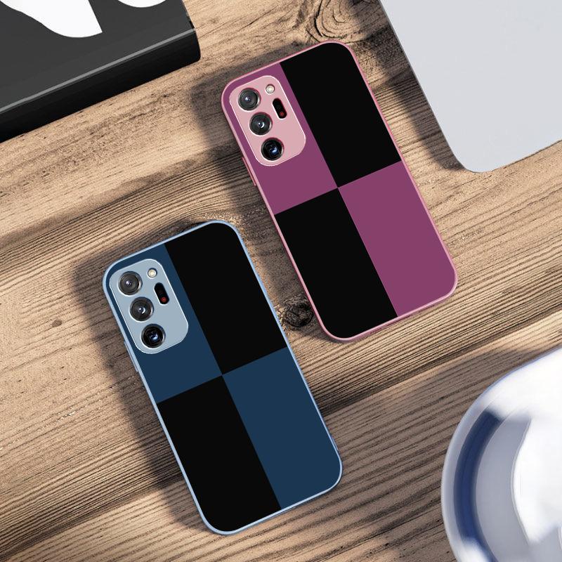 Black And White Grid For Samsung Galaxy Note 8 9 10 PRO 20 Ultra A01 02 03 Core 04E 4G 12 13 5G Tempering Glass Phone Case