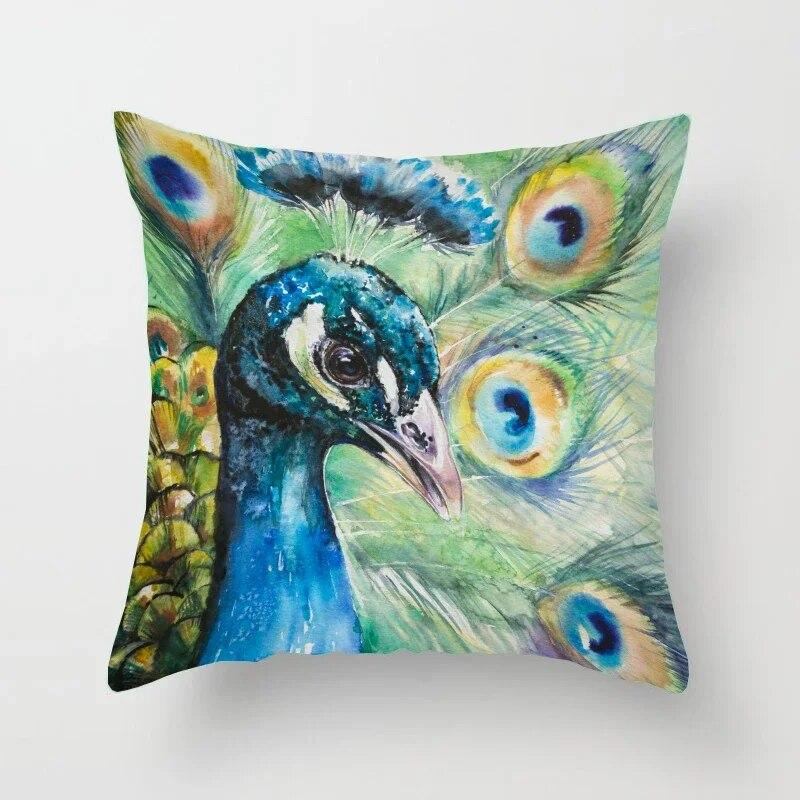 45*45cm Creative Peacock Feather Series Pillowcase Art Life Home Decoration Sofa Office Seat Waist Cushion  Cover