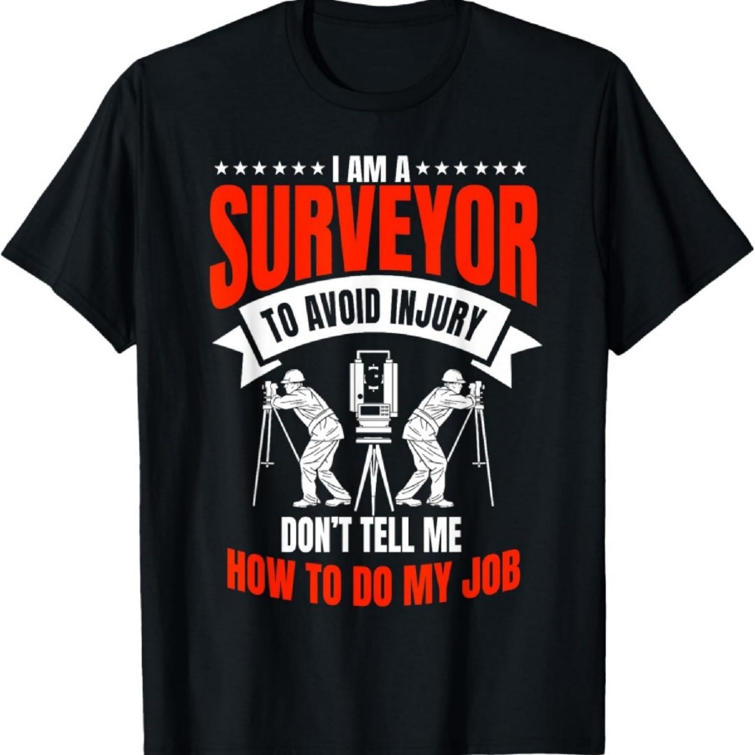 Унисекс-Взрослые Черная X-Маленькая Обычный крой Короткий рукав Хлопковая Футболка Геодезист Землеустроитель Оценщик Картограф Футболка XXXXXL чёрный