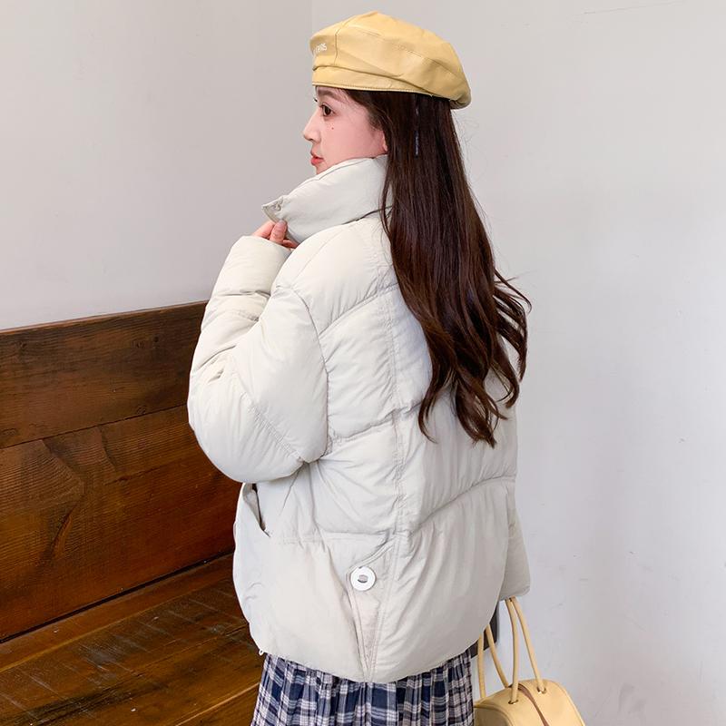 Kvinnor Höst Vinter Soild Färg Tjocka Ytterkläder Bomull Vadderad Hooded Warm Jacket Coat