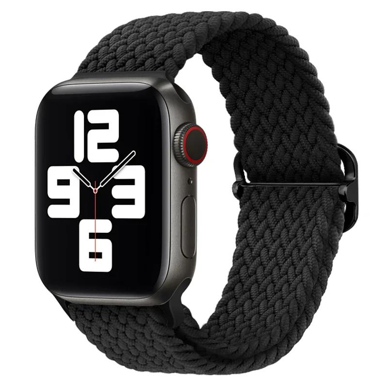 Geflochtener Solo Loop für Apple Watch 10 Band 42 mm 46 mm 45 mm 44 mm 40 mm 9 8 7 6 5 4 SE 2 Verstellbares elastisches iWatch Ultra Nylonband
