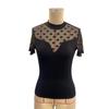Women's New Sexy Mesh Splicing Small Stand-up Collar Short-sleeved New T-shirt Thin Tops