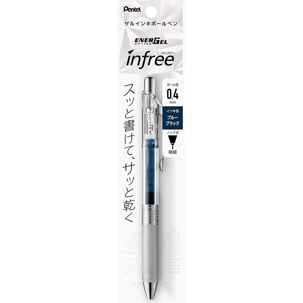 Pentel Ballpoint Pen Gel Ink Gel Infree 0.4mm Clear Shaft XBLN74TL-CA Blue Black