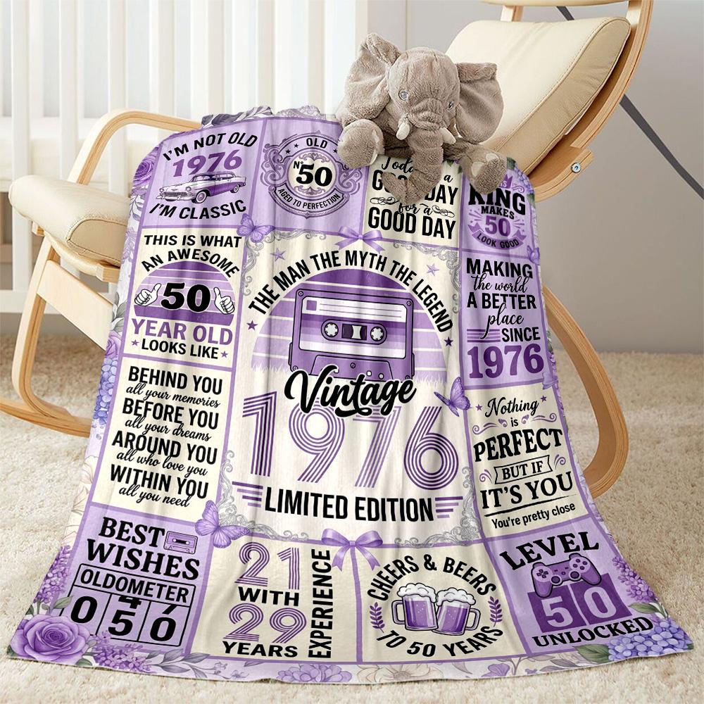 Vintage 1976 Milestone Birthday Flannel Blanket-Soft and Suitable for Sofas,Beds,Offices,Travel,All Seasons,Great Gift for Holidays and Birthdays.