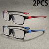 2 Pairs of Men's Elegant Anti Blue Light Reading Glasses Rectangular Full Frame Anti Glare Lenses