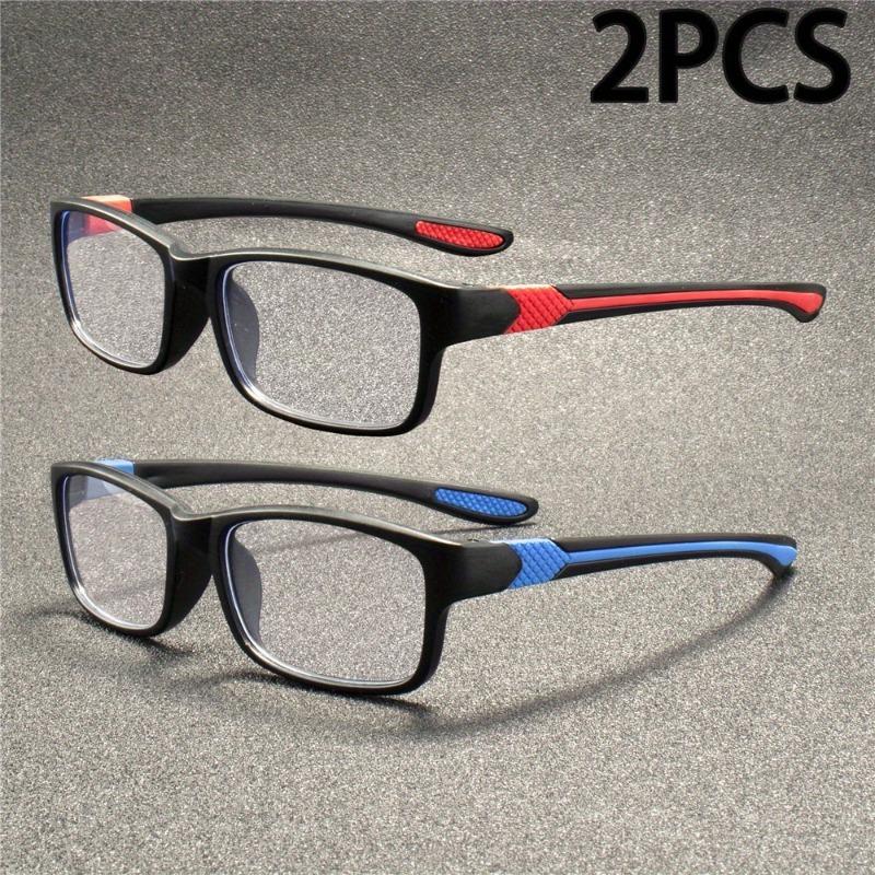 2 Pairs of Men's Elegant Anti Blue Light Reading Glasses Rectangular Full Frame Anti Glare Lenses