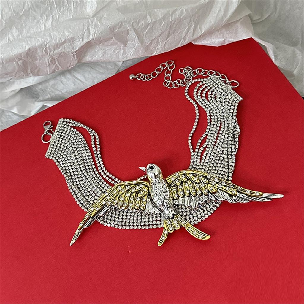 Tooxika Exaggerated Fashionable High Sense Of Multi-layer Full Diamond Chain Birds Swallow Necklace Retro Temperament Collarbone Chain