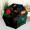 1 Stück Rose und Attraktive Schwarze Katze Automatischer Faltregenschirm - 3-fach faltbar, Lebhaftes Cartoon-Muster, Geeignet für Outdoor-Aktivitäten, Ein Geschenk für Fa
