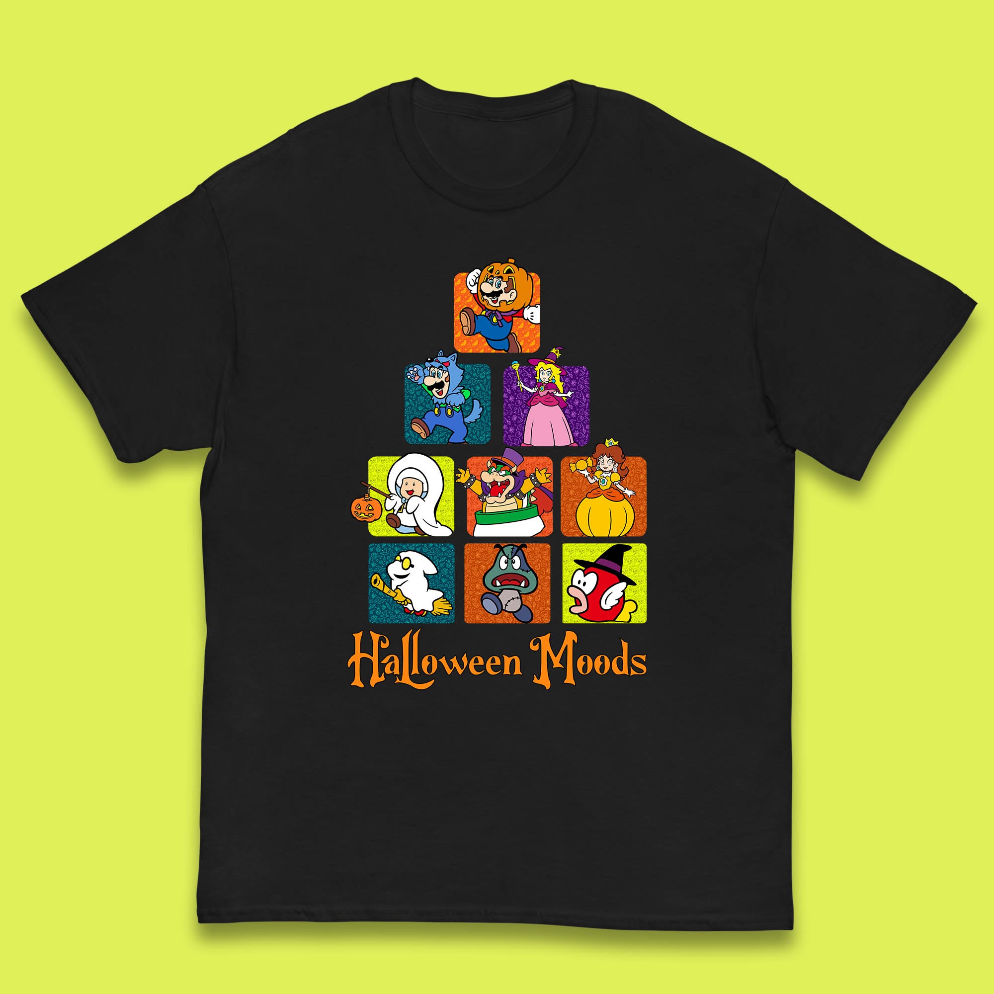 Super Mario Halloween Moods Nintendo Super Mario Game Characters Horror Halloween Spooky Mario Season Kids T Shirt 150
