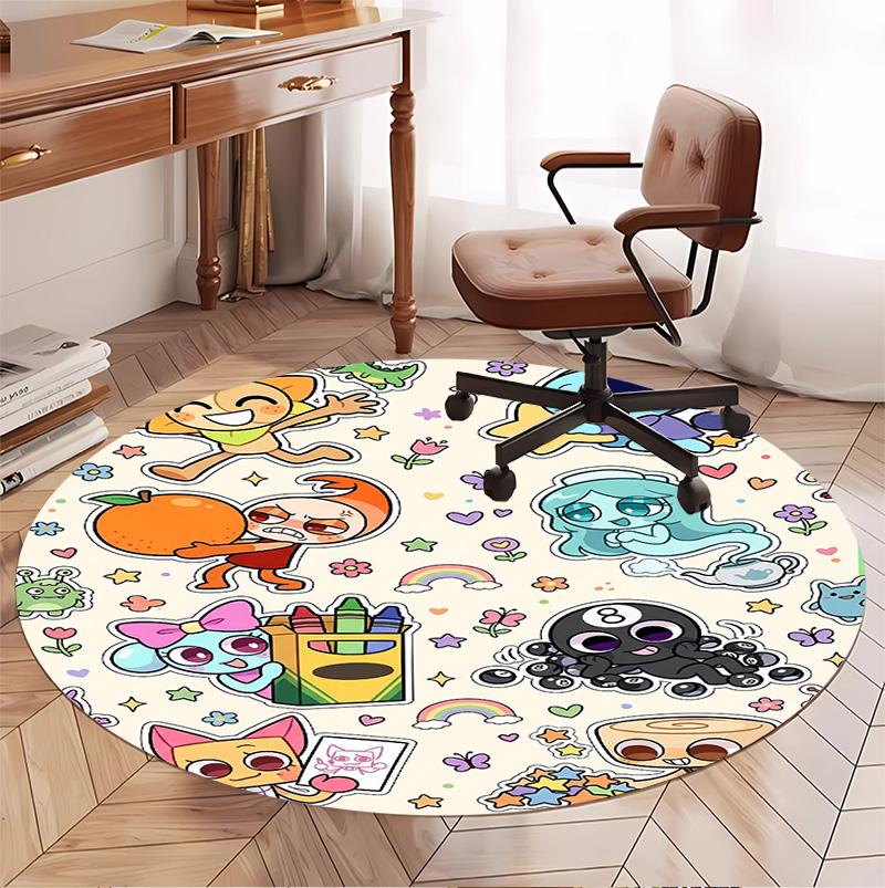Dandy's World Pattern Round Rug, Indoor/Outdoor Mat, for Picnic, Gameroom, Bedroom, Office, Living Room, Home Decor Carpet, Birthday Gift