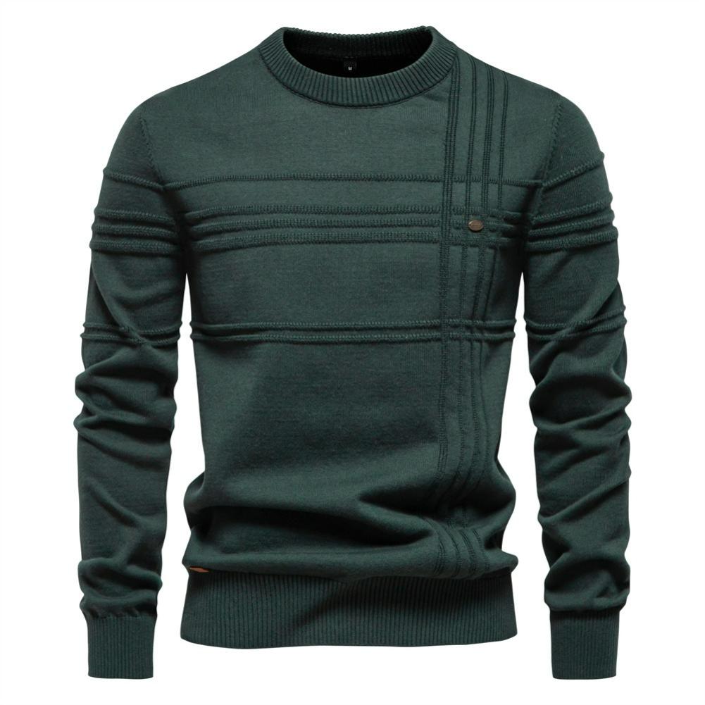 Herbst- und Winter Herren Rundhals-Pullover Hochwertiger Herren Einfarbpullover