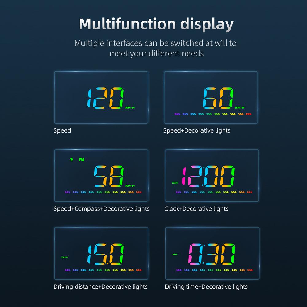 M23 Car Head-up Display Auto HUD GPS Color Display Digital Speedometer KM/H MPH Windshield Projector Speed Warning For All Cars