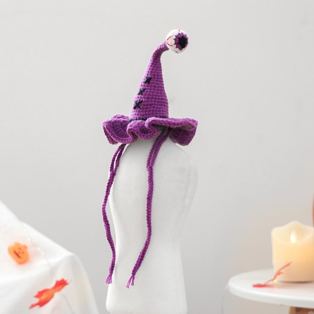 Breathable Halloween Dog Hat Pumpkin Halloween Cat Headgear Creative Woven Pets Wizard Hat  Cosplay