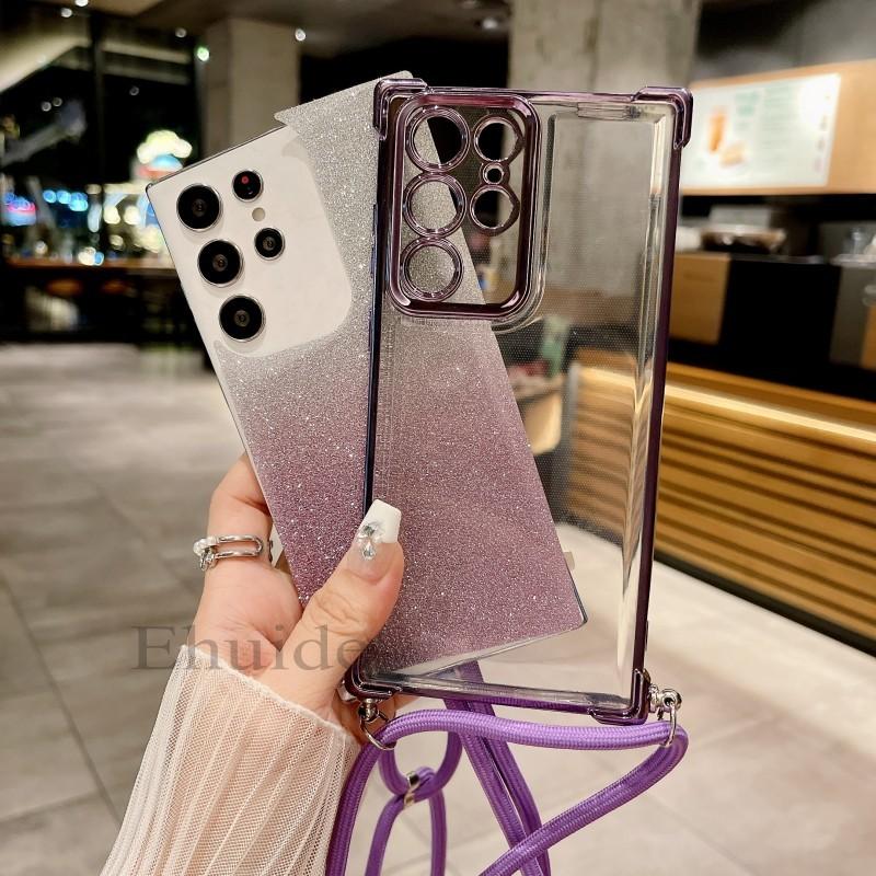 Crossbody Strap Lanyard Silicone Phone Case For Samsung Galaxy S26 S25 S24 Ultra S23 FE A16 A55 Candy Color Soft TPU Back Cover
