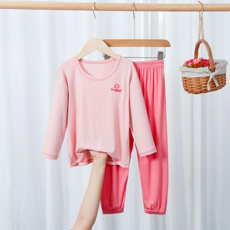 

Летний модальный детский пижамный комплект - Тонкий кондиционирующий с длинным рукавом для мальчиков и девочек 110cm