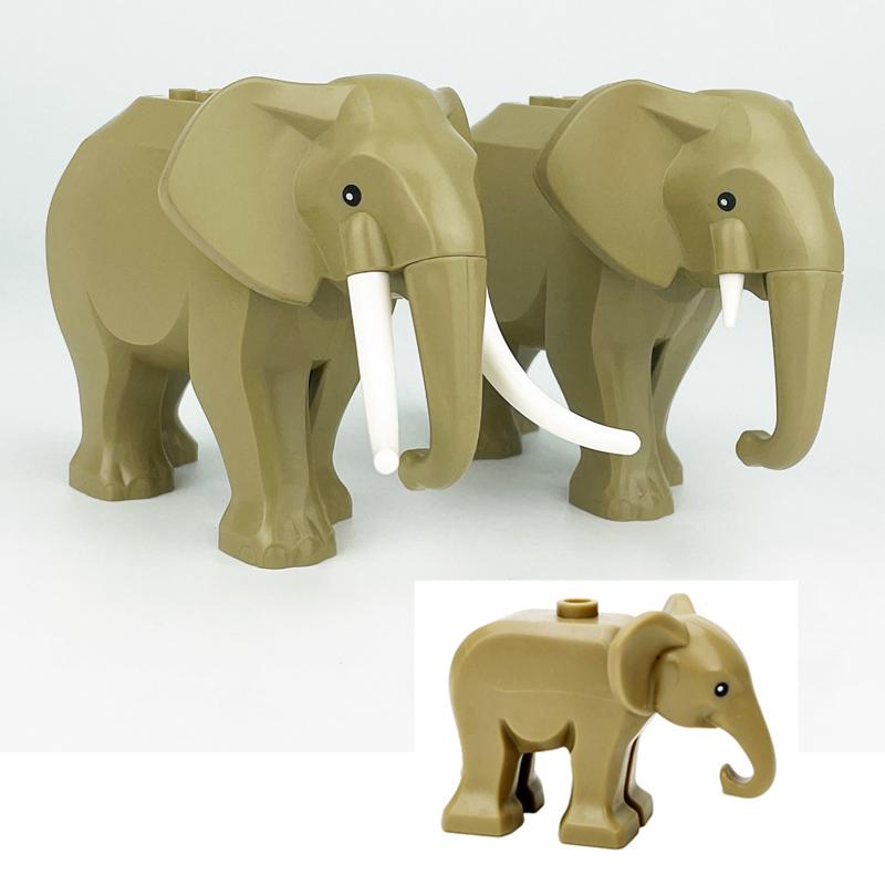 MOC Animal Scene Building Blocks Zoo Elephants Giraffes Chimpanzee Camels Goats Camel Parrots Pigeon Accessories Bricks Toys N09