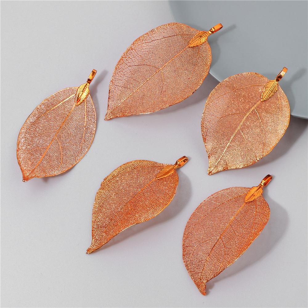 5pcs Fashion New Leaves Metal Pendants Unique Sweater Leaf Vein Pendant DIY Necklace Earring Accessory Fine Jewelry Handmade