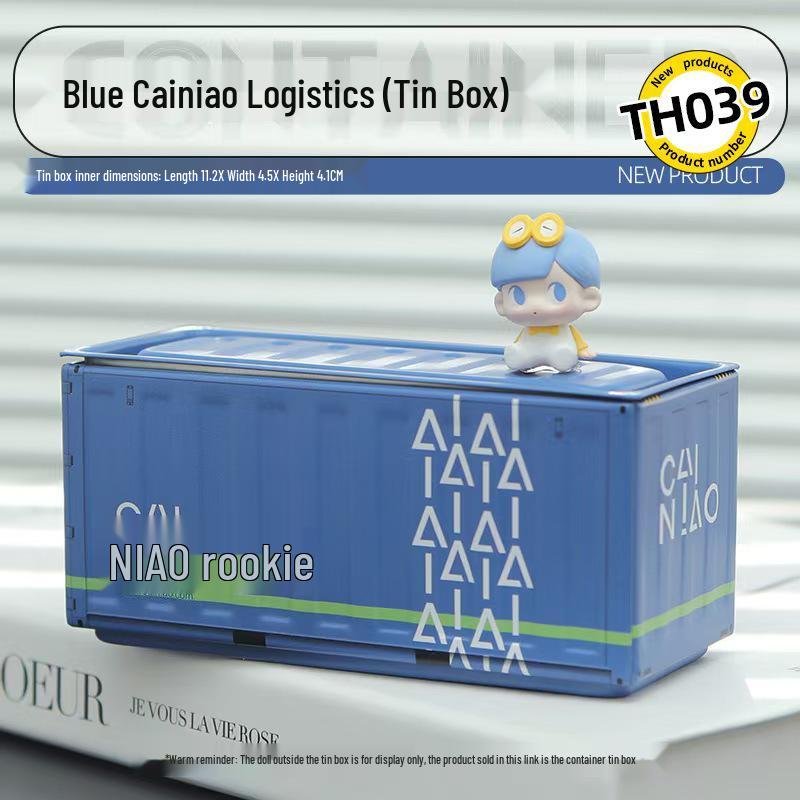 Miniature Tinplate Shipping Container Display Box for Figurines - Trendy Collectible Ornament & Storage Gift
